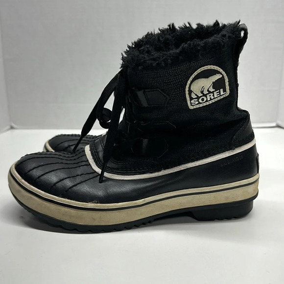 Sorel Shoes - Sorel Tivoli Boots Snow Winter Leather Faux Fur Waterproof Black Womens Size 6